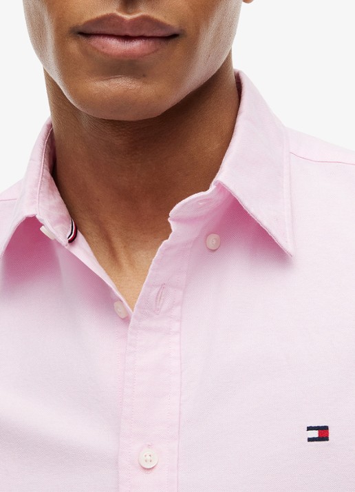 Tommy Hilfiger Oxford regular fit overhemd met logo - detail 4 lichtroze