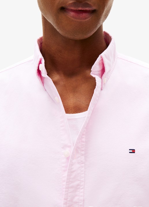 Tommy Hilfiger Oxford regular fit overhemd met logo - detail 5 lichtroze