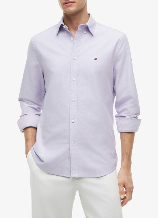 Tommy Hilfiger Oxford regular fit overhemd met logo - detail 4 monarch purple-c0p / paars