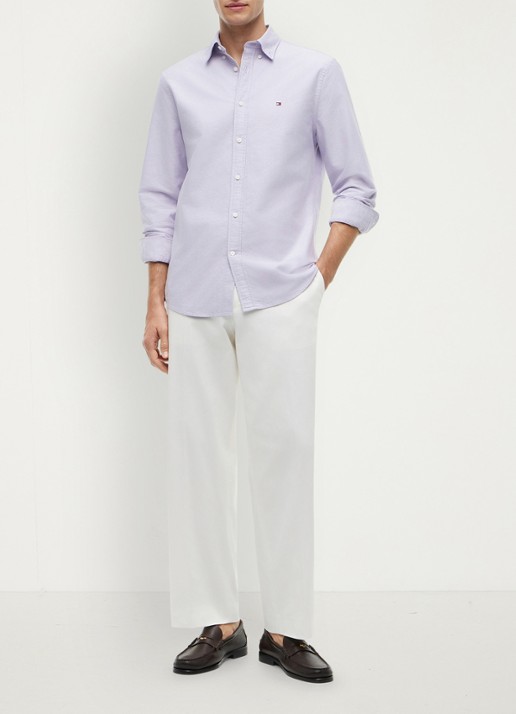 Tommy Hilfiger Oxford regular fit overhemd met logo - voorkant 2 monarch purple-c0p / paars