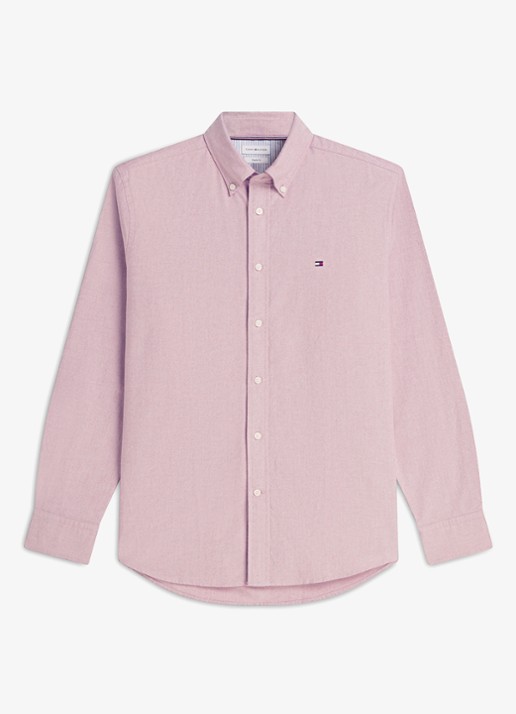 Tommy Hilfiger Oxford regular fit overhemd met logo - voorkant 5 medium red-xld / rood