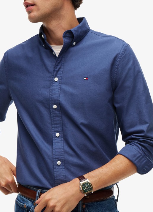 Tommy Hilfiger Oxford regular fit overhemd met logo - detail 5 aegean sea-0gy / blauw
