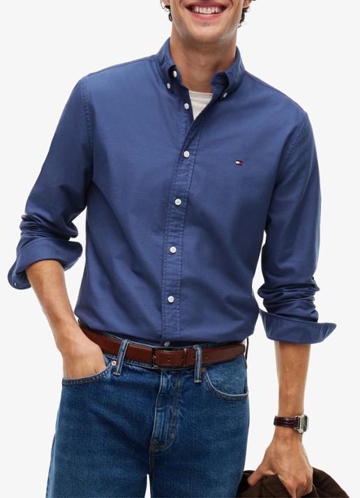 Tommy Hilfiger Oxford regular fit overhemd met logo - detail 6 aegean sea-0gy / blauw