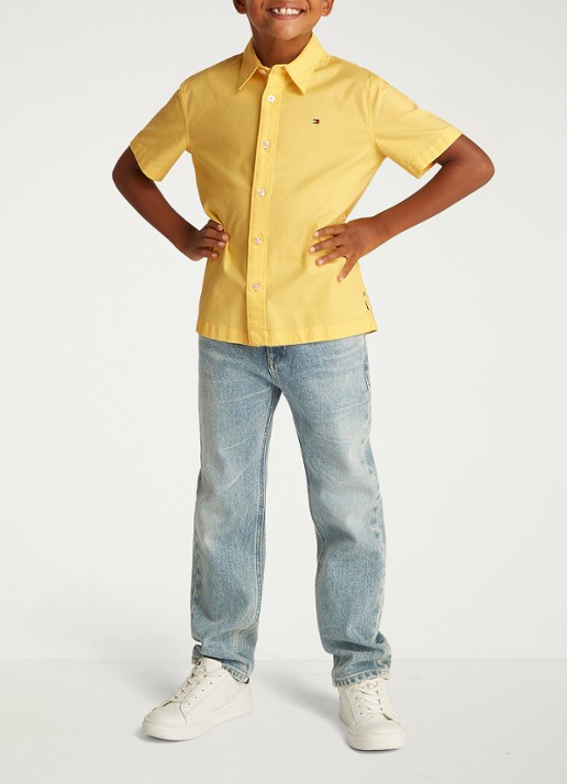 Tommy Hilfiger Oxford regular fit overhemd met logo - voorkant 3 geel