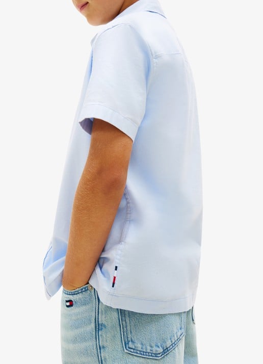 Tommy Hilfiger Oxford regular fit overhemd met logo - detail 3 lichtblauw