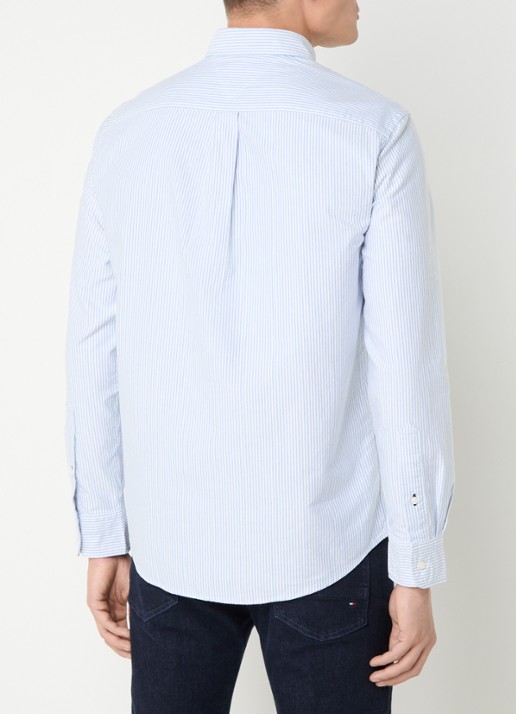 Tommy Hilfiger Oxford regular fit overhemd met streepprint - achterkant 2 blauw