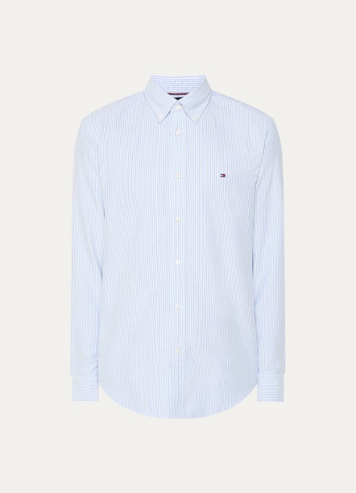 Tommy Hilfiger Oxford regular fit overhemd met streepprint - voorkant 3 blauw