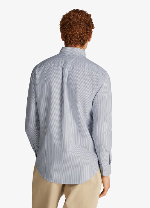 Tommy Hilfiger Oxford regular fit overhemd met streepprint - achterkant 6 royal blue / white-0a8 / blauw