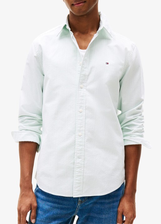 Tommy Hilfiger Oxford regular fit overhemd met streepprint - detail 4 mint