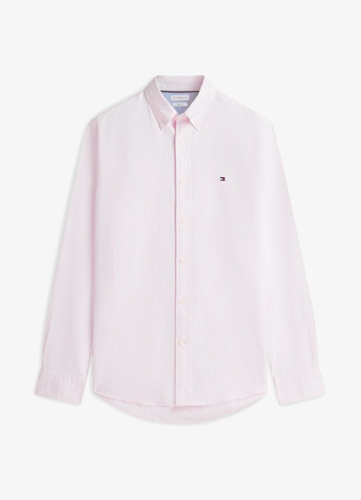Tommy Hilfiger Oxford regular fit overhemd met streepprint - voorkant 5 lichtroze