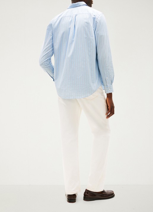 Tommy Hilfiger Oxford regular fit overhemd met streepprint - achterkant lichtblauw