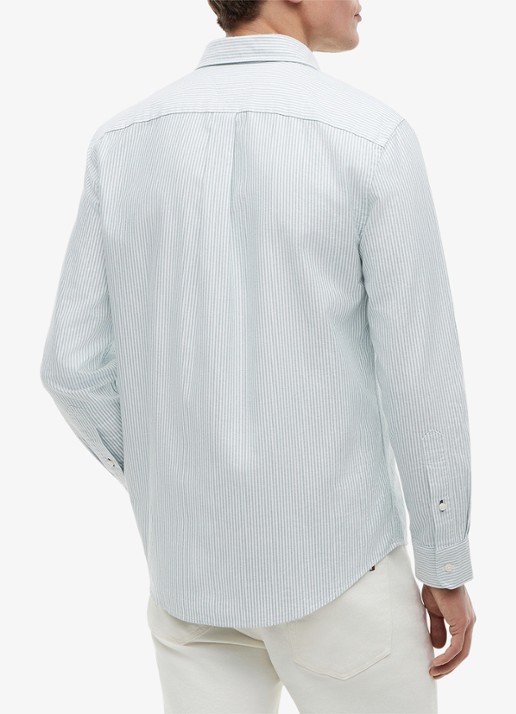 Tommy Hilfiger Oxford regular fit overhemd met streepprint - achterkant ornamental green / white
