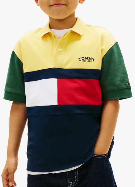 Tommy Hilfiger Polo met logo - detail geel
