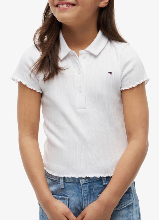 Tommy Hilfiger Polo met logoborduring - detail 5 wit
