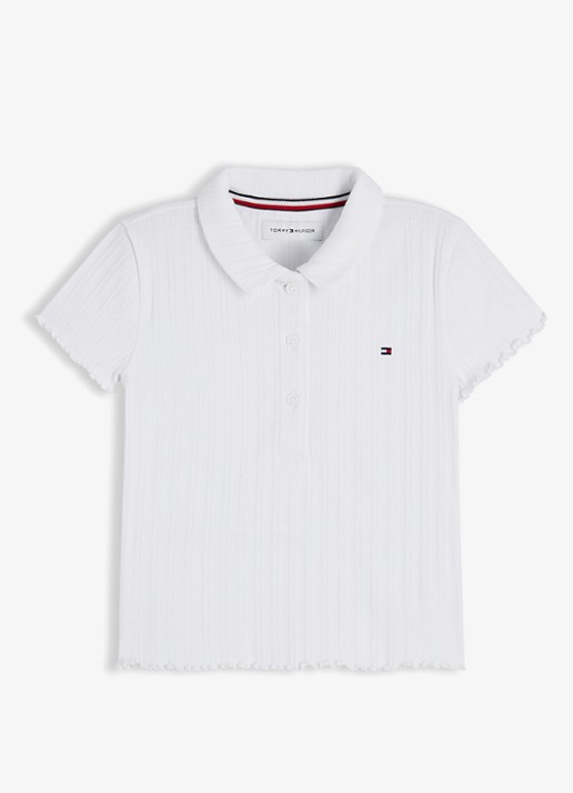 Tommy Hilfiger Polo met logoborduring - voorkant wit