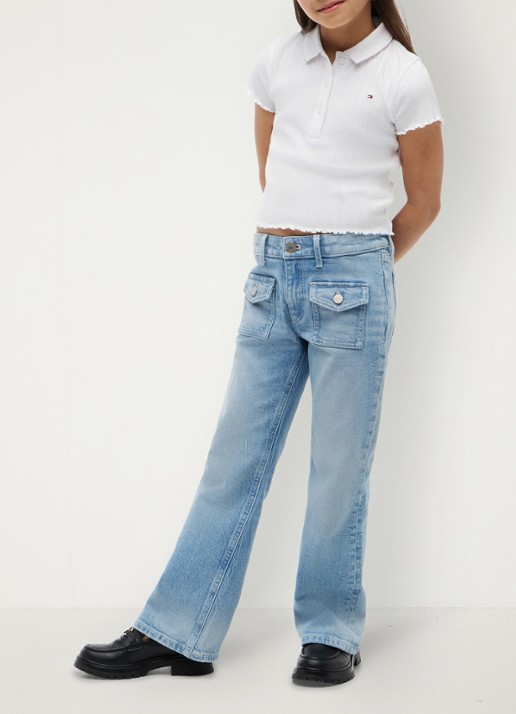 Tommy Hilfiger Polo met logoborduring - voorkant 2 wit