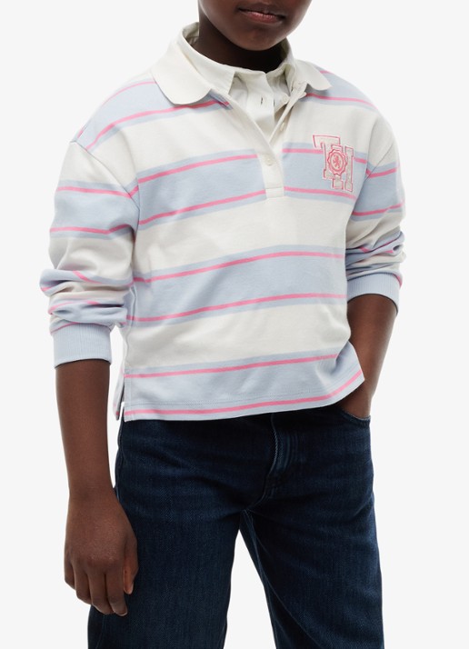 Tommy Hilfiger Polo met streepdessin en logo - detail 8 wit