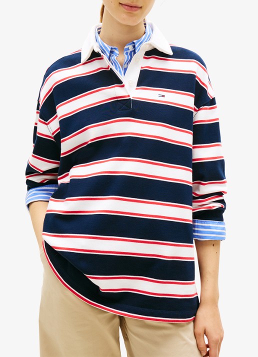 Tommy Hilfiger Polo met streepprint en logoborduring