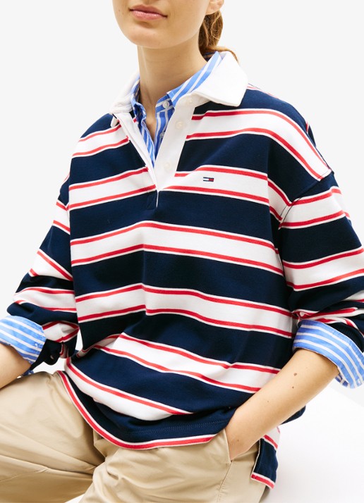 Tommy Hilfiger Polo met streepprint en logoborduring - detail 5 multicolor