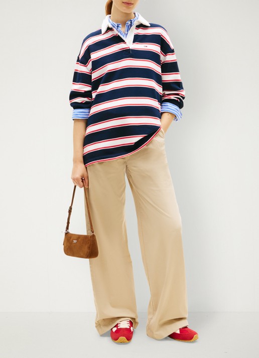 Tommy Hilfiger Polo met streepprint en logoborduring - voorkant 3 multicolor