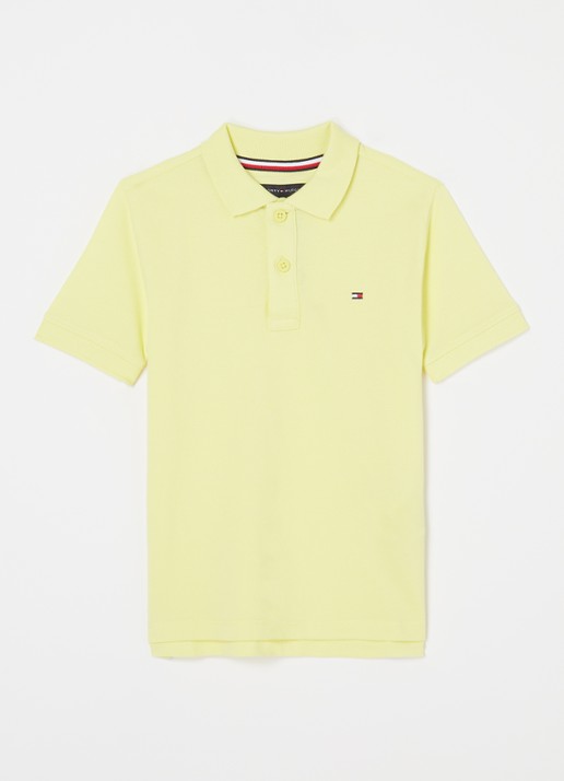 Tommy Hilfiger Polo van piqué katoen - voorkant geel