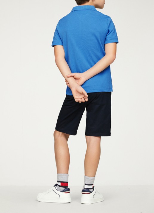 Tommy Hilfiger Polo van piqué katoen - achterkant 3 donkerblauw