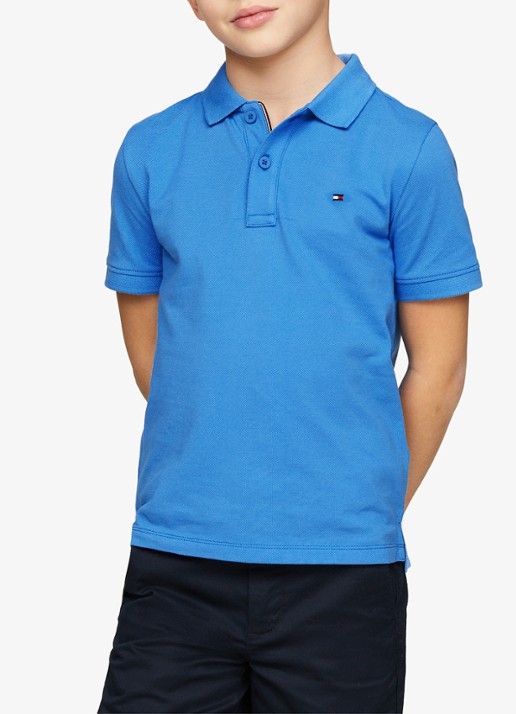 Tommy Hilfiger Polo van piqué katoen - detail donkerblauw