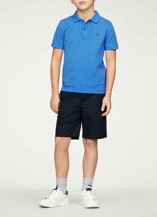 Tommy Hilfiger Polo van piqué katoen - voorkant 5 donkerblauw