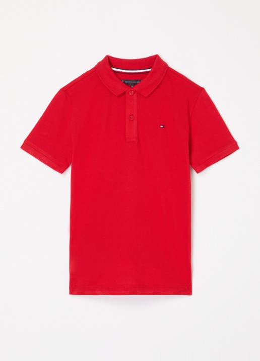 Tommy Hilfiger Polo van piqué katoen - voorkant 3 primary red