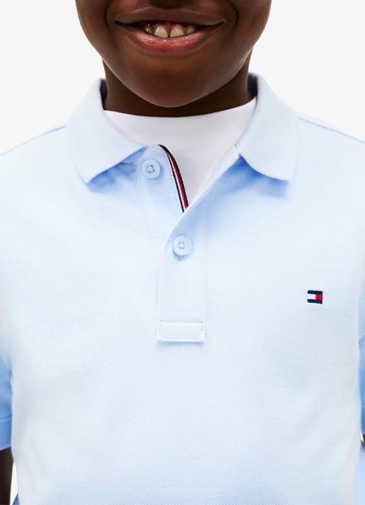 Tommy Hilfiger Polo van piqué katoen - detail 5 sweet blue-c3q / lichtblauw