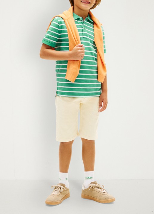 Tommy Hilfiger Polo van piqué katoen - voorkant 5 lichtgroen