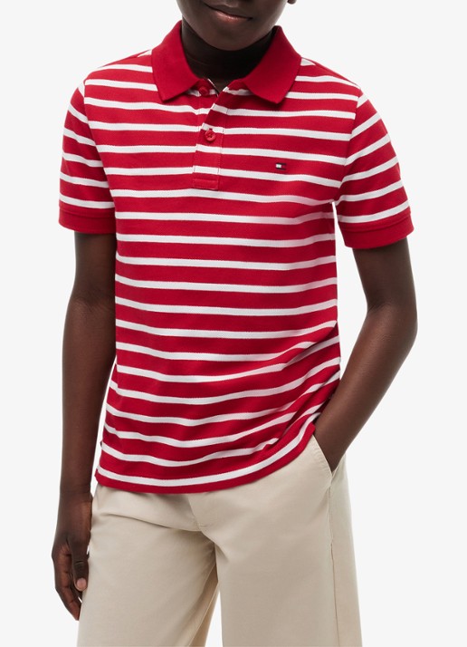 Tommy Hilfiger Polo van piqué katoen - detail 3 primary red stripe-0ew / rood