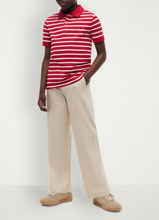 Tommy Hilfiger Polo van piqué katoen - voorkant 2 primary red stripe-0ew / rood