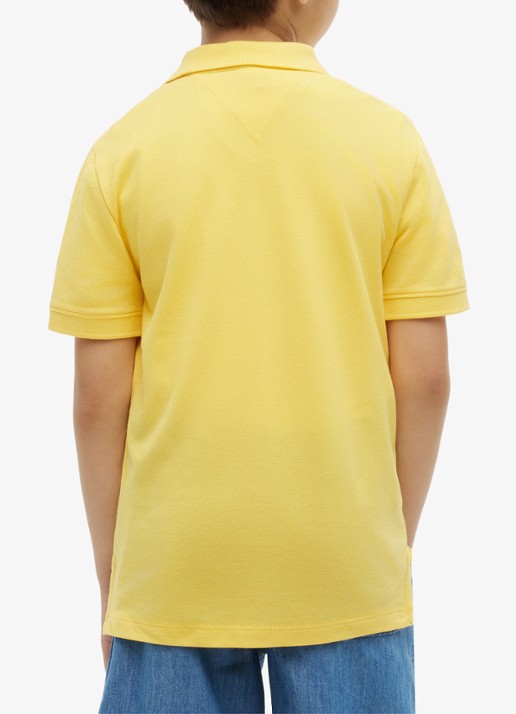 Tommy Hilfiger Polo van piqué katoen - achterkant tuscan sun-zgk / geel