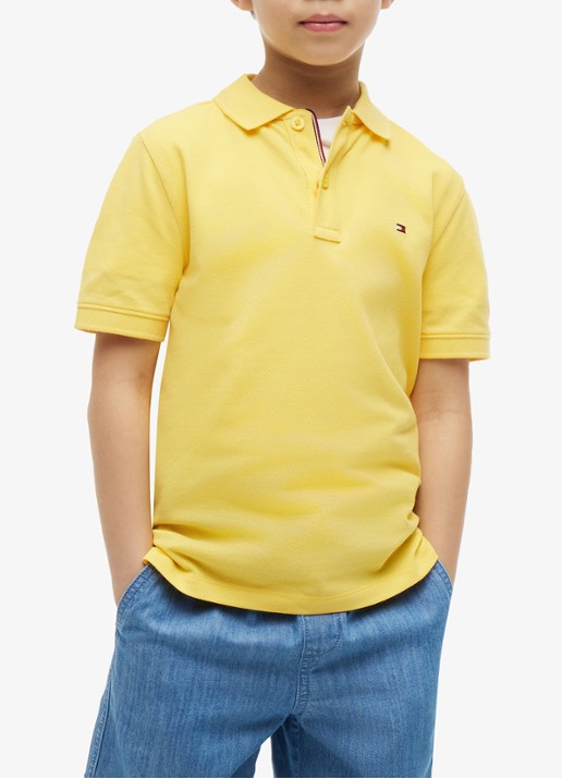 Tommy Hilfiger Polo van piqué katoen - detail 2 tuscan sun-zgk / geel