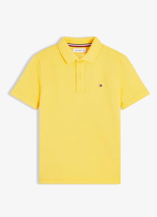Tommy Hilfiger Polo van piqué katoen - voorkant 4 tuscan sun-zgk / geel