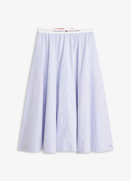 Tommy Hilfiger Poplin midi rok met plooien - voorkant lichtblauw