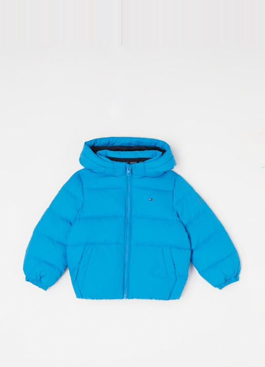 Tommy Hilfiger Puffer jack met donsvulling en afneembare capuchon - voorkant 2 blauw