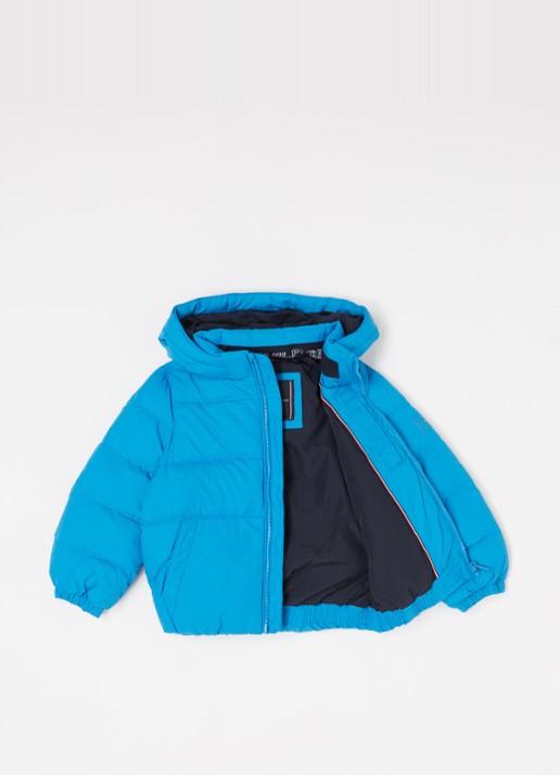Tommy Hilfiger Puffer jack met donsvulling en afneembare capuchon - voorkant 3 blauw