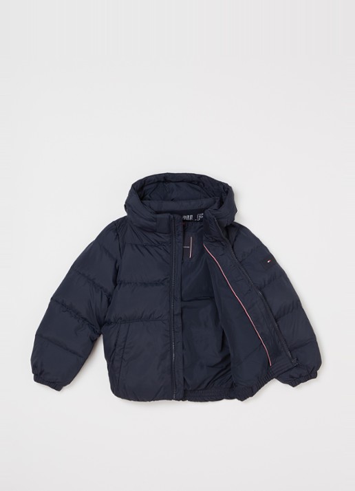 Tommy Hilfiger Puffer jack met donsvulling en afneembare capuchon - voorkant 3 lichtblauw