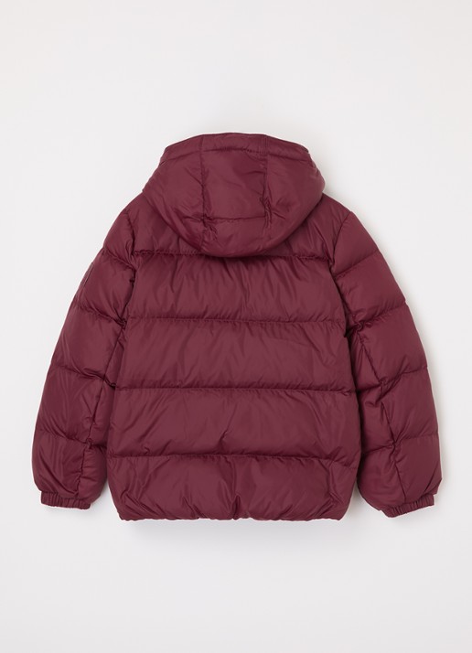 Tommy Hilfiger Puffer jack met donsvulling en afneembare capuchon - achterkant bordeauxrood