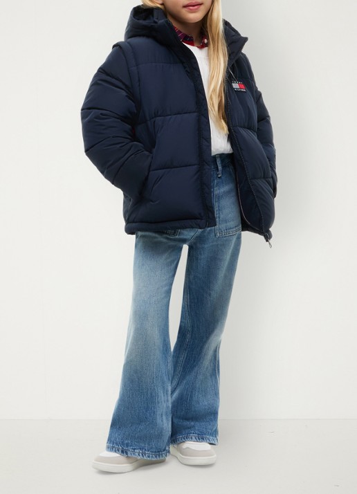Tommy Hilfiger Puffer jas met afneembare capuchon - detail 3 donkerblauw