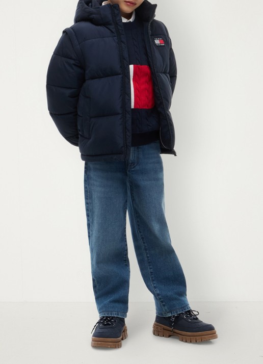 Tommy Hilfiger Puffer jas met afneembare capuchon - voorkant 6 donkerblauw