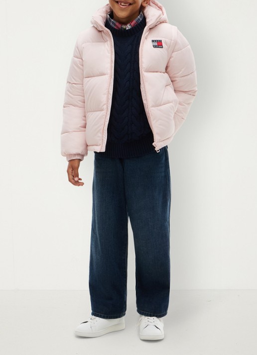 Tommy Hilfiger Puffer jas met afneembare capuchon - detail 3 lichtroze