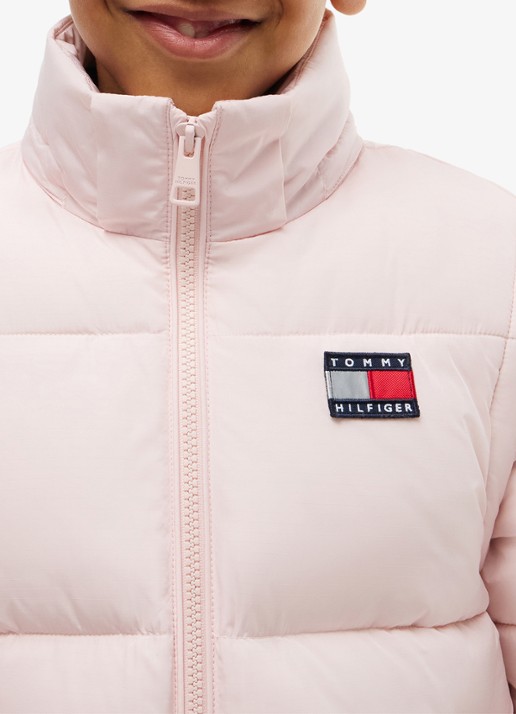 Tommy Hilfiger Puffer jas met afneembare capuchon - detail 5 lichtroze