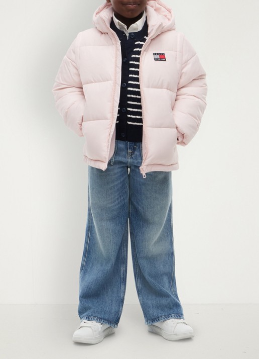 Tommy Hilfiger Puffer jas met afneembare capuchon - voorkant 6 lichtroze