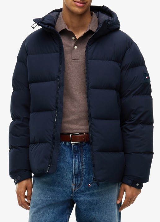 Tommy Hilfiger Puffer jas met donsvulling en capuchon  - detail 4 donkerblauw