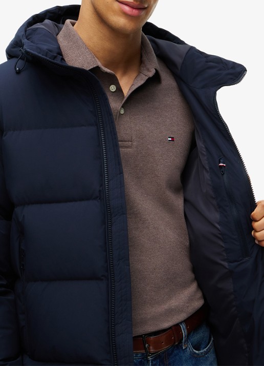 Tommy Hilfiger Puffer jas met donsvulling en capuchon  - detail 5 donkerblauw