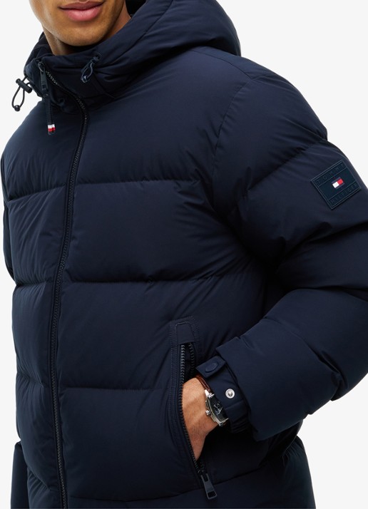 Tommy Hilfiger Puffer jas met donsvulling en capuchon  - detail 7 donkerblauw