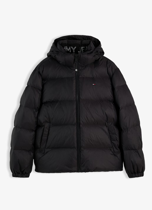 Tommy Hilfiger Puffer jas met donsvulling - voorkant 4 zwart